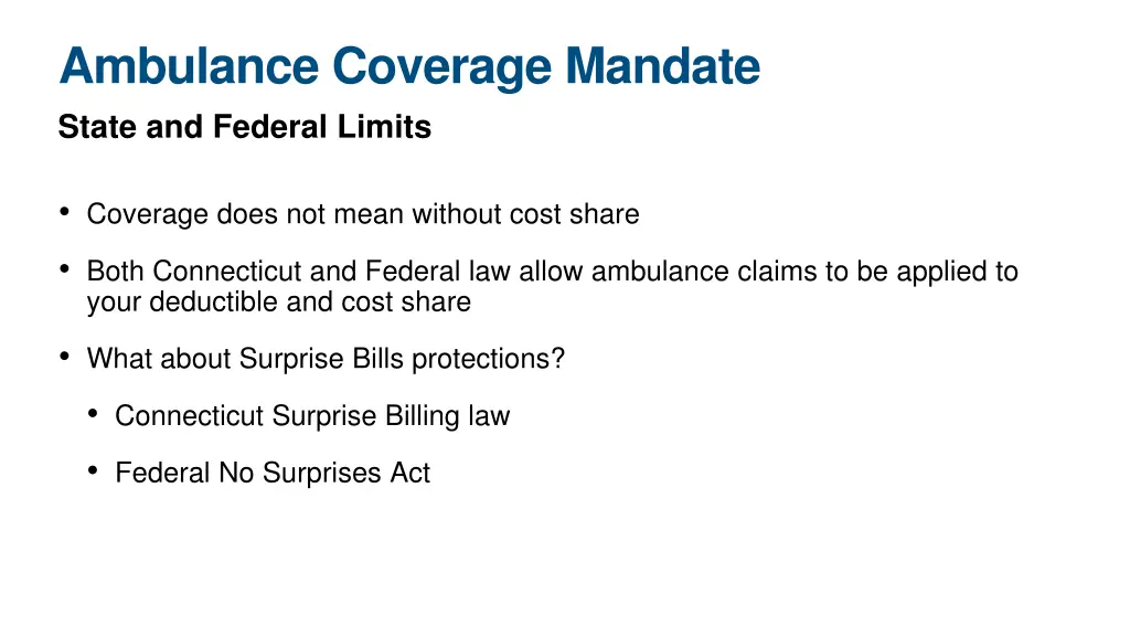 ambulance coverage mandate state and federal