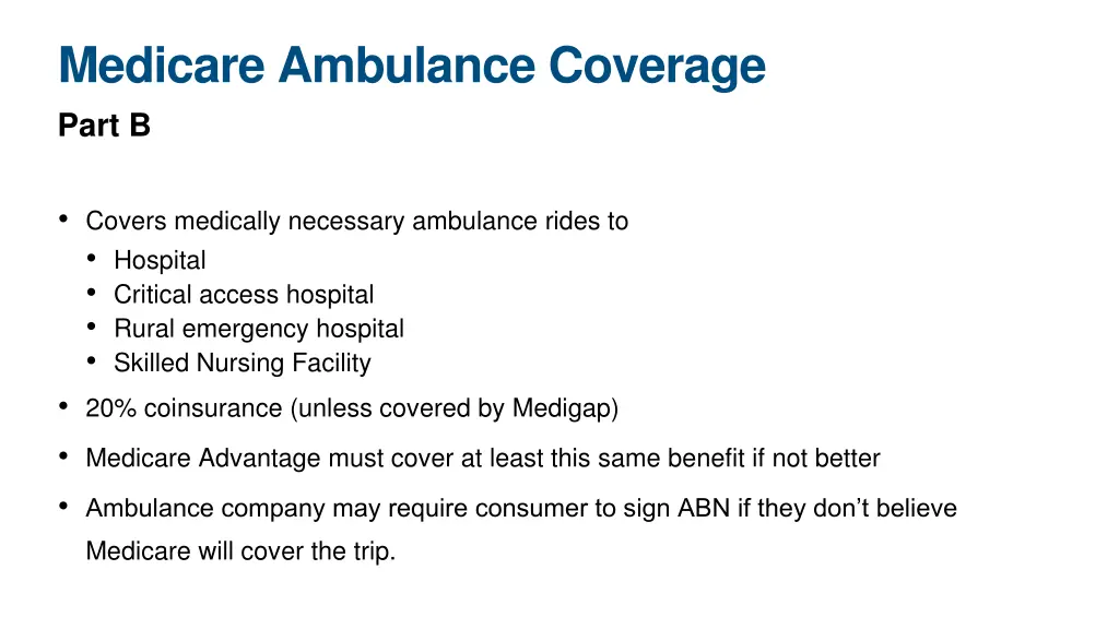 medicare ambulance coverage part b