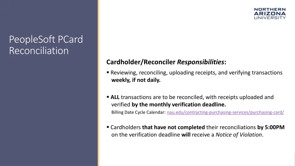 peoplesoft pcard reconciliation