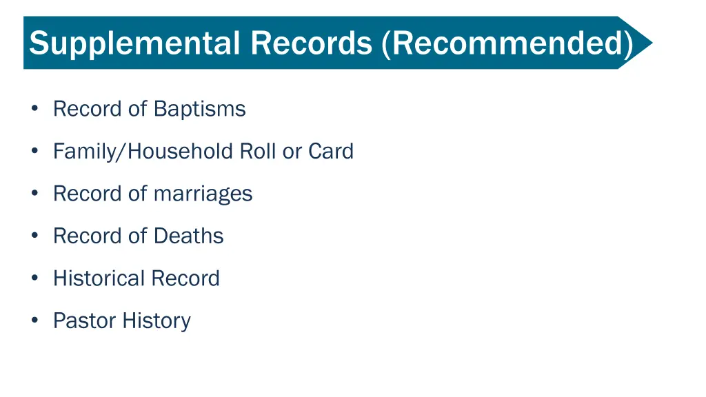 supplemental records recommended