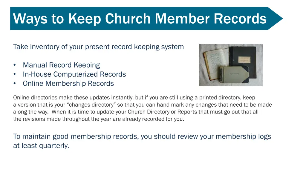 ways to keep church member records