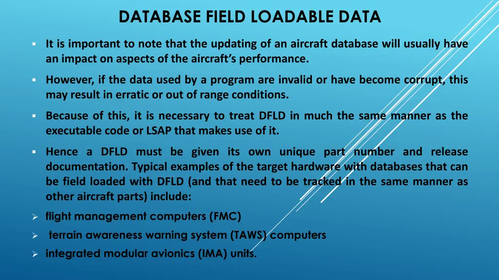 database field loadable data 1