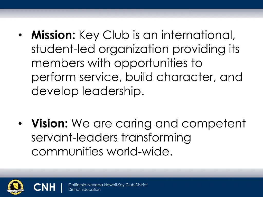 mission key club is an international student