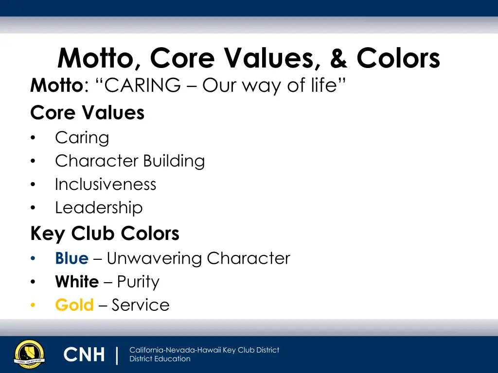 motto core values colors