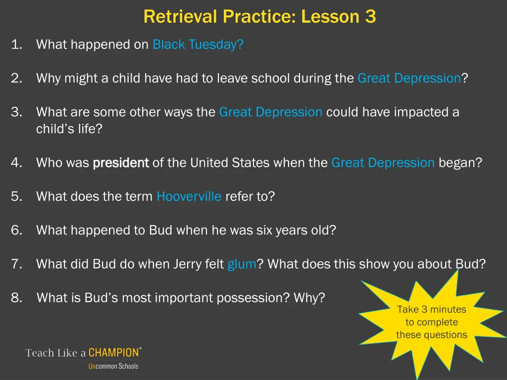 retrieval practice lesson 3