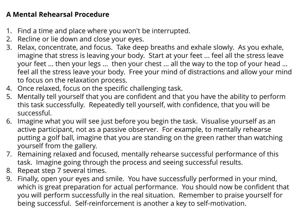 a mental rehearsal procedure