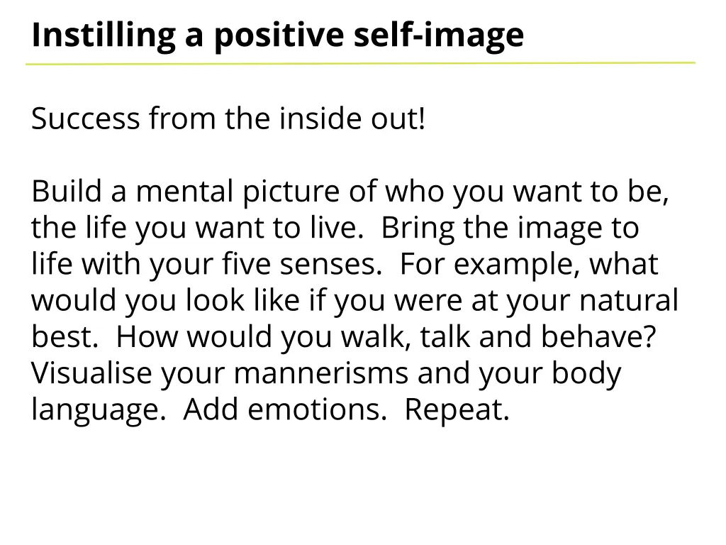 instilling a positive self image