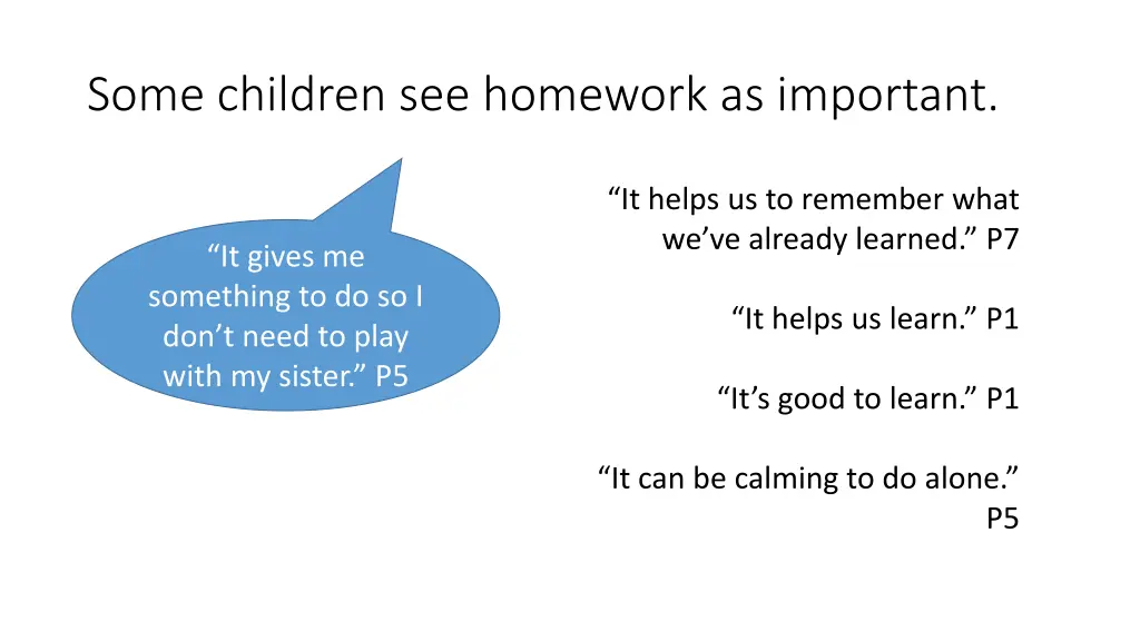 some children see homework as important