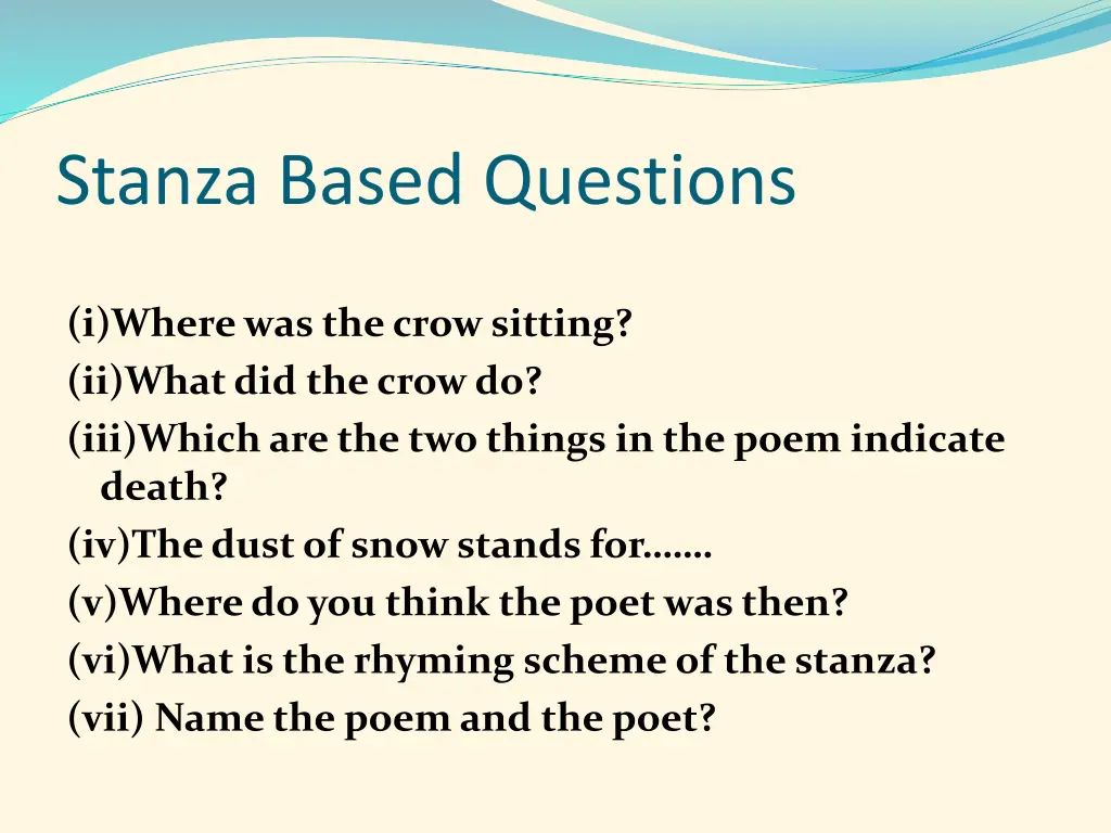 stanza based questions