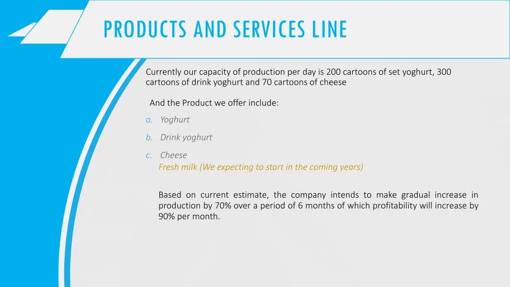 products and services line