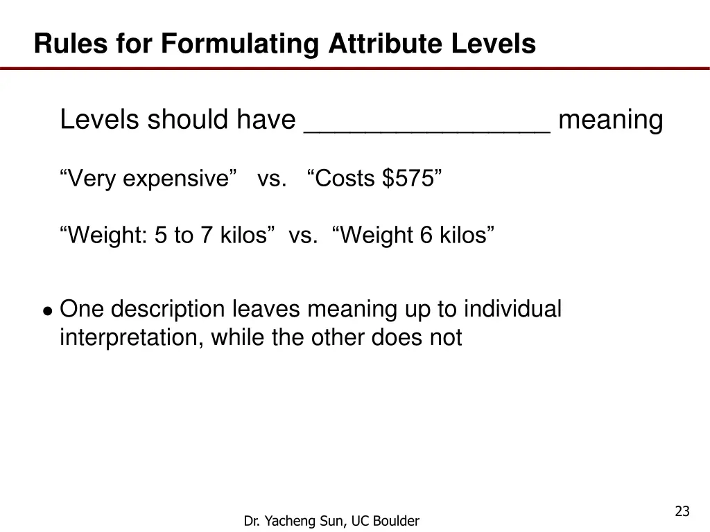 rules for formulating attribute levels 1