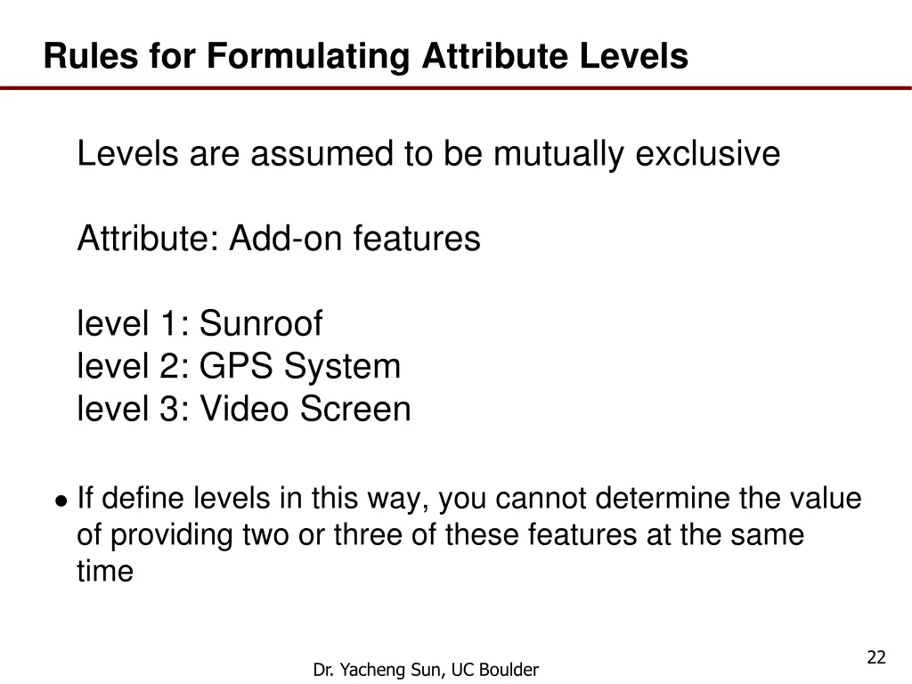 rules for formulating attribute levels