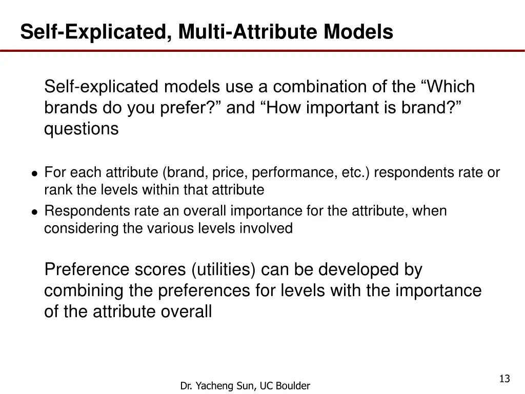 self explicated multi attribute models