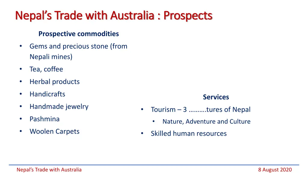 nepal s trade with australia prospects nepal 1