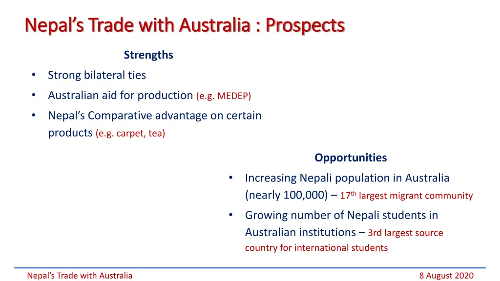 nepal s trade with australia prospects nepal