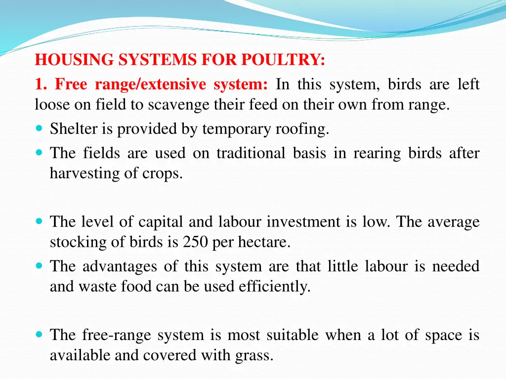 housing systems for poultry 1 free range