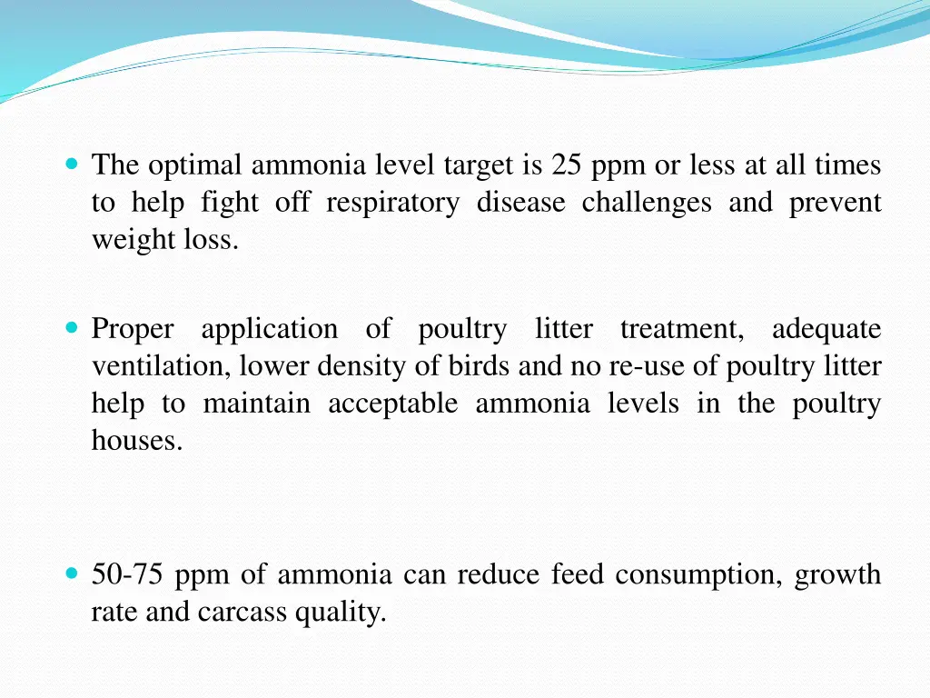 the optimal ammonia level target