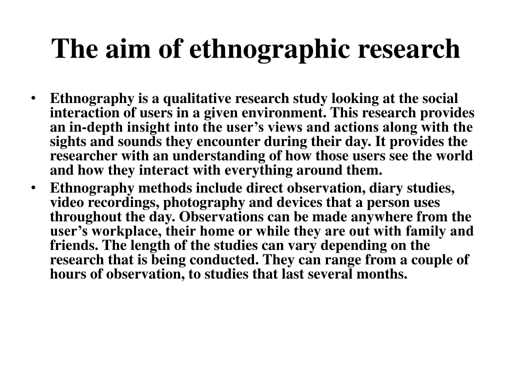 the aim of ethnographic research