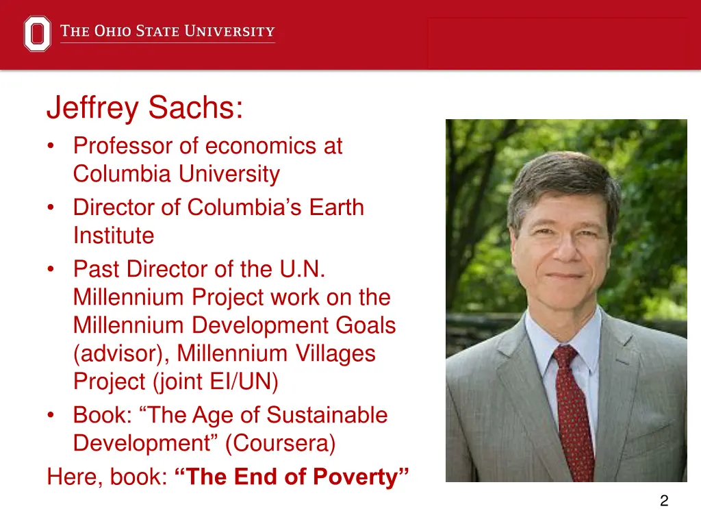 jeffrey sachs professor of economics at columbia