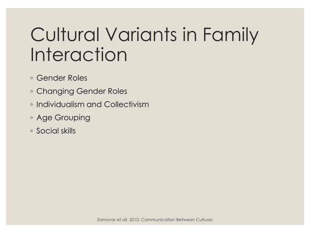 cultural variants in family interaction