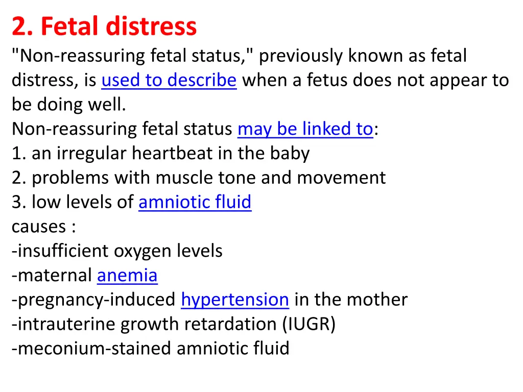 2 fetal distress non reassuring fetal status