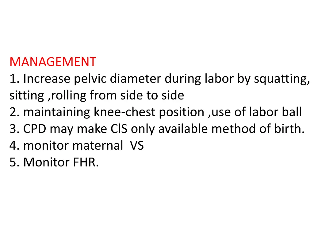 management 1 increase pelvic diameter during