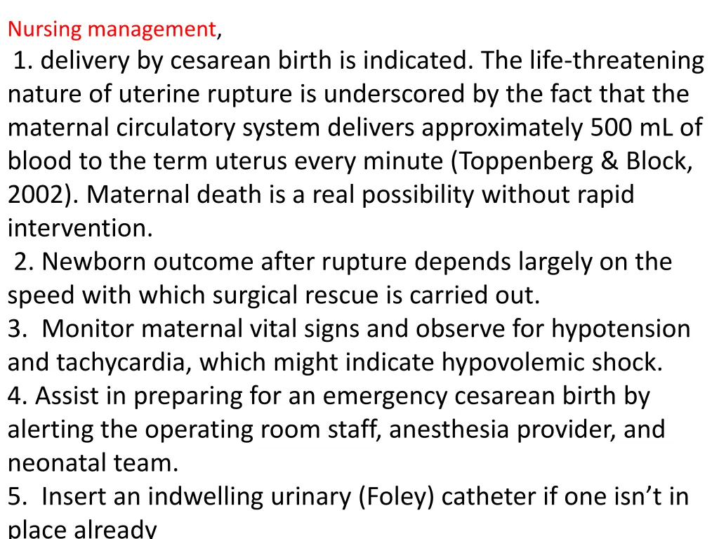 nursing management 1 delivery by cesarean birth