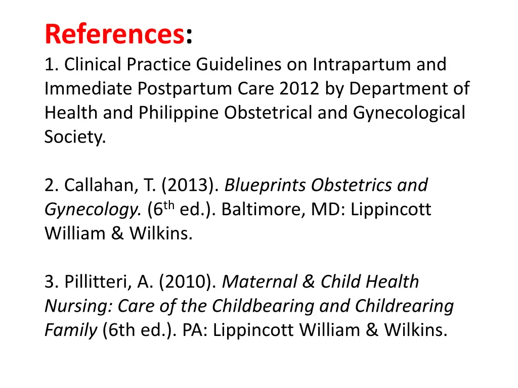 references 1 clinical practice guidelines