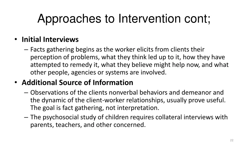 approaches to intervention cont 1