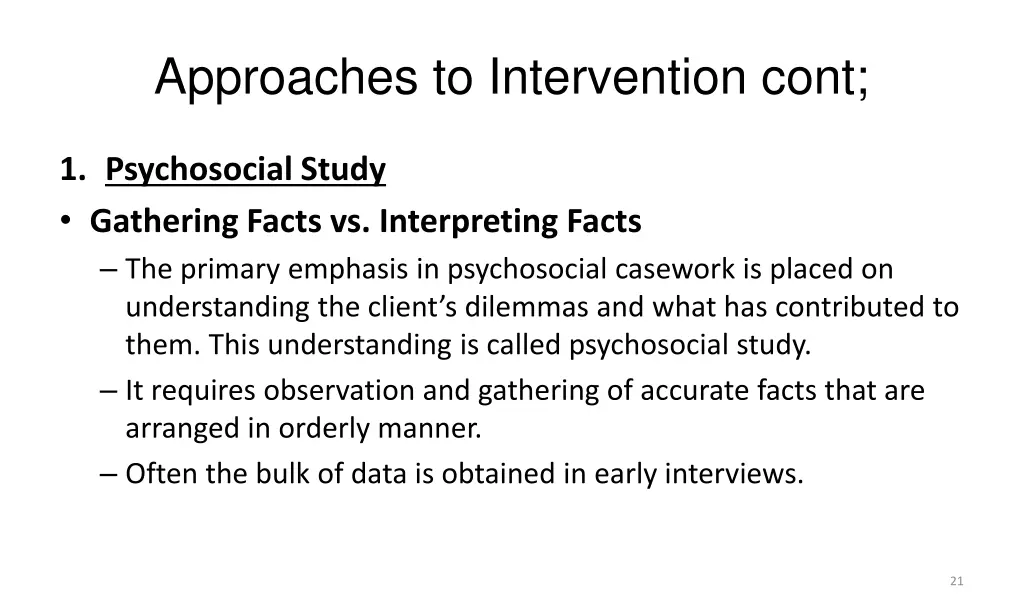 approaches to intervention cont