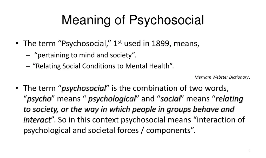 meaning of psychosocial