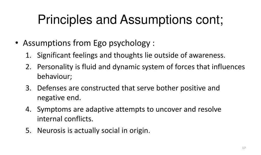 principles and assumptions cont 1