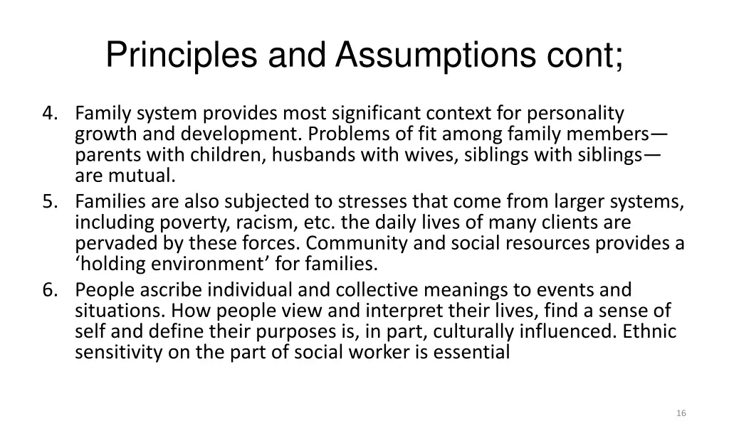 principles and assumptions cont