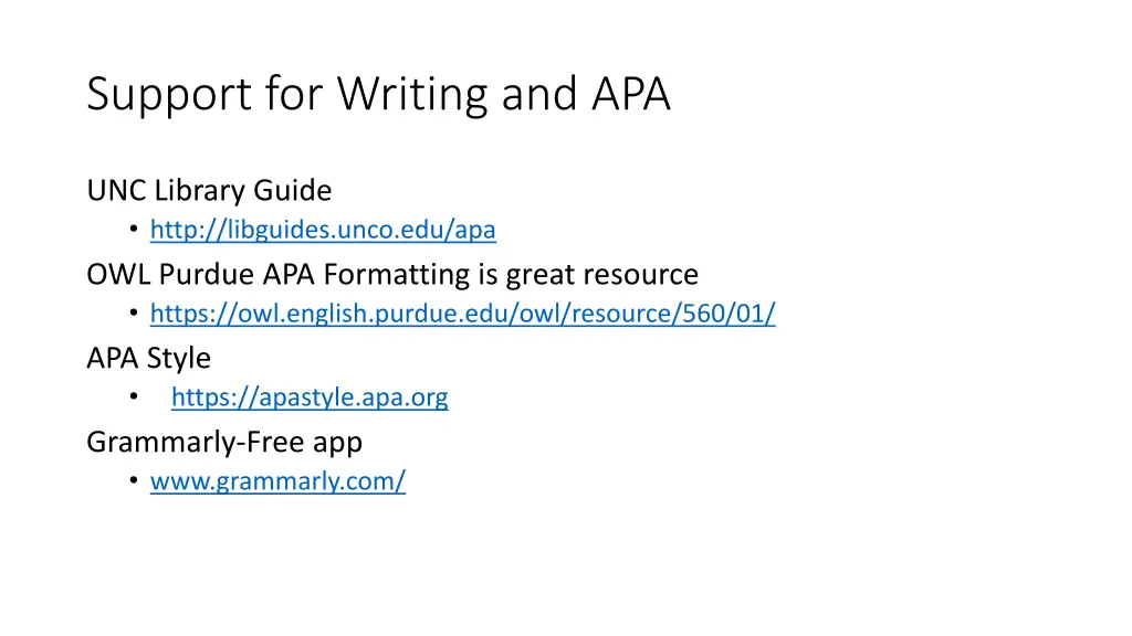 support for writing and apa