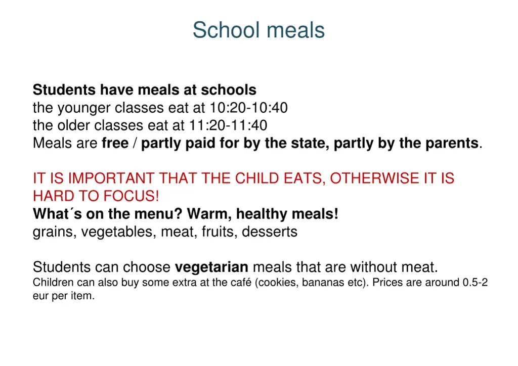 school meals