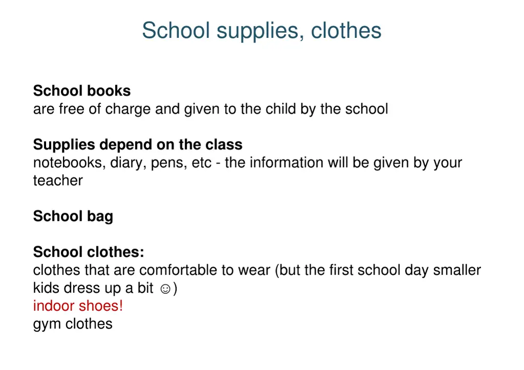 school supplies clothes