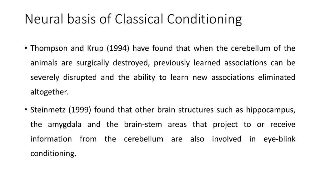 neural basis of classical conditioning