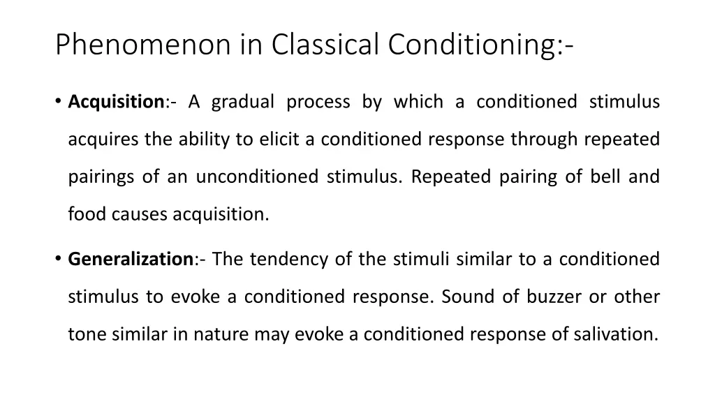 phenomenon in classical conditioning