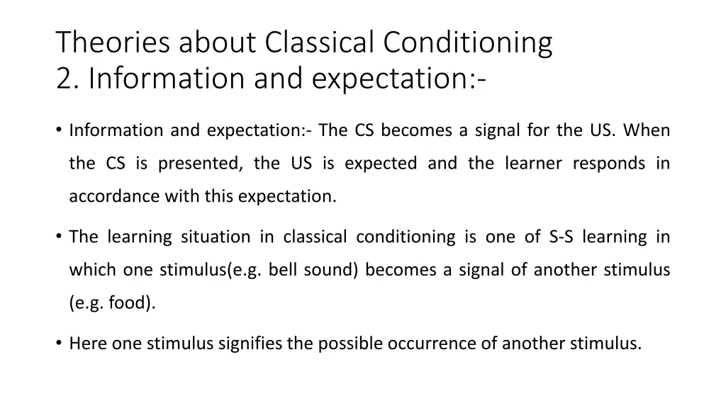 theories about classical conditioning