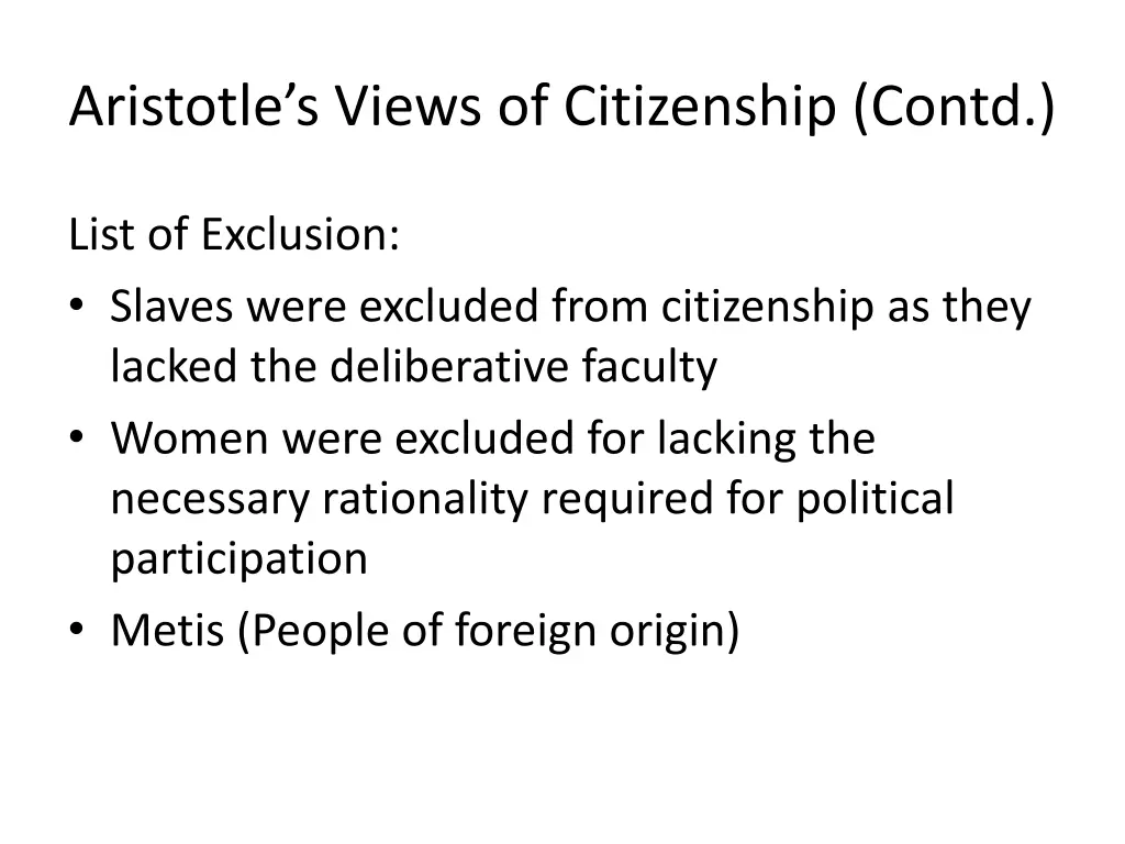 aristotle s views of citizenship contd