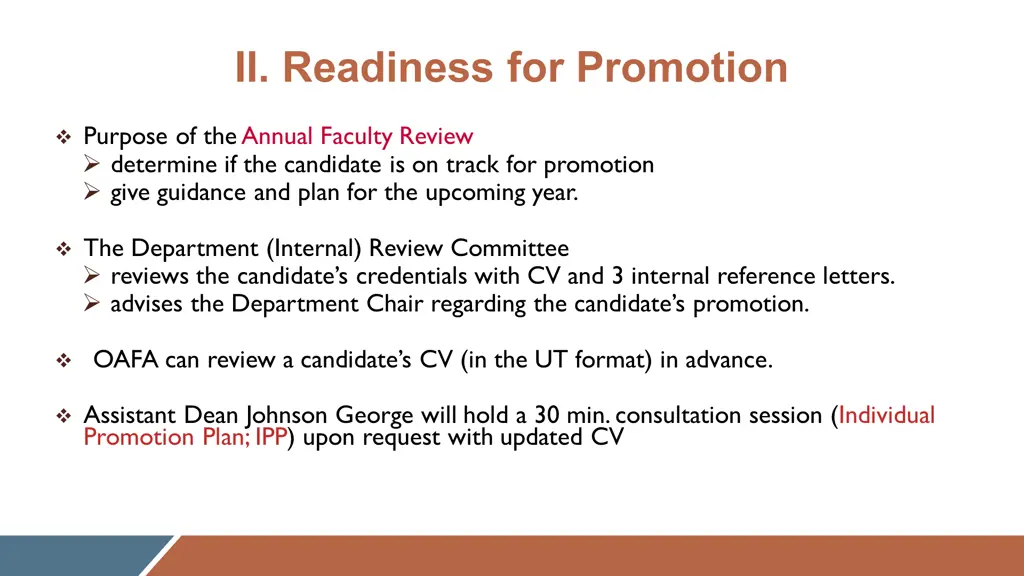 ii readiness for promotion