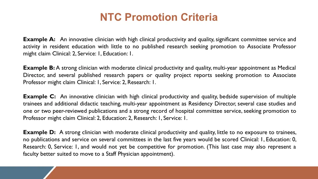 ntc promotion criteria