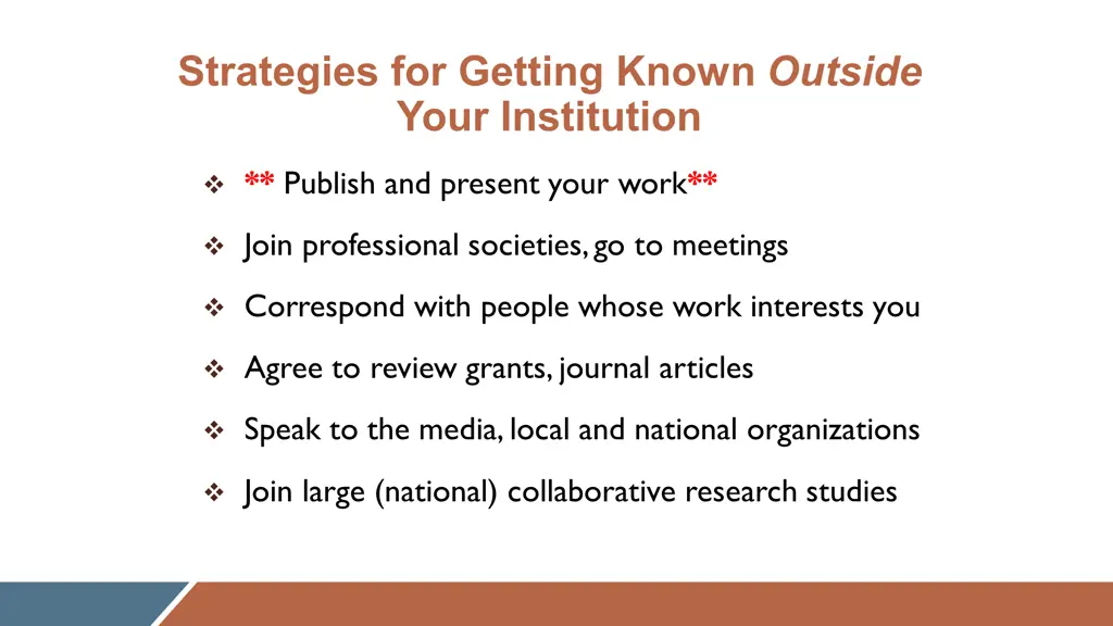 strategies for getting known outside your