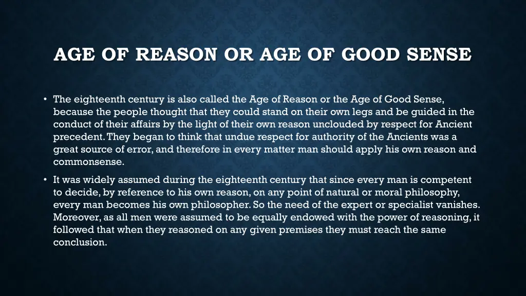 age of reason or age of good sense