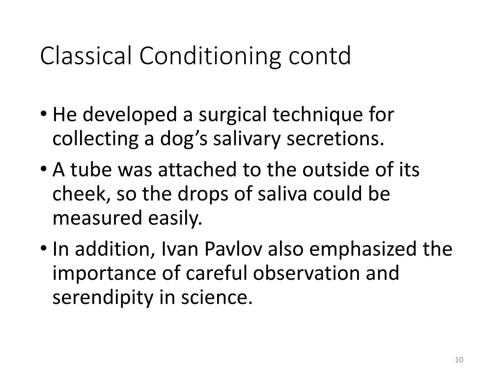 classical conditioning contd