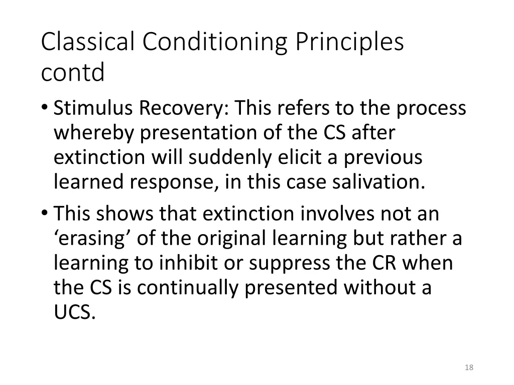 classical conditioning principles contd stimulus