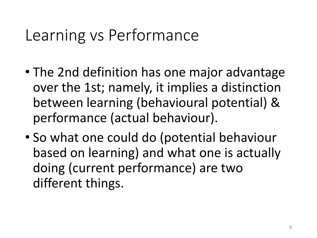 learning vs performance