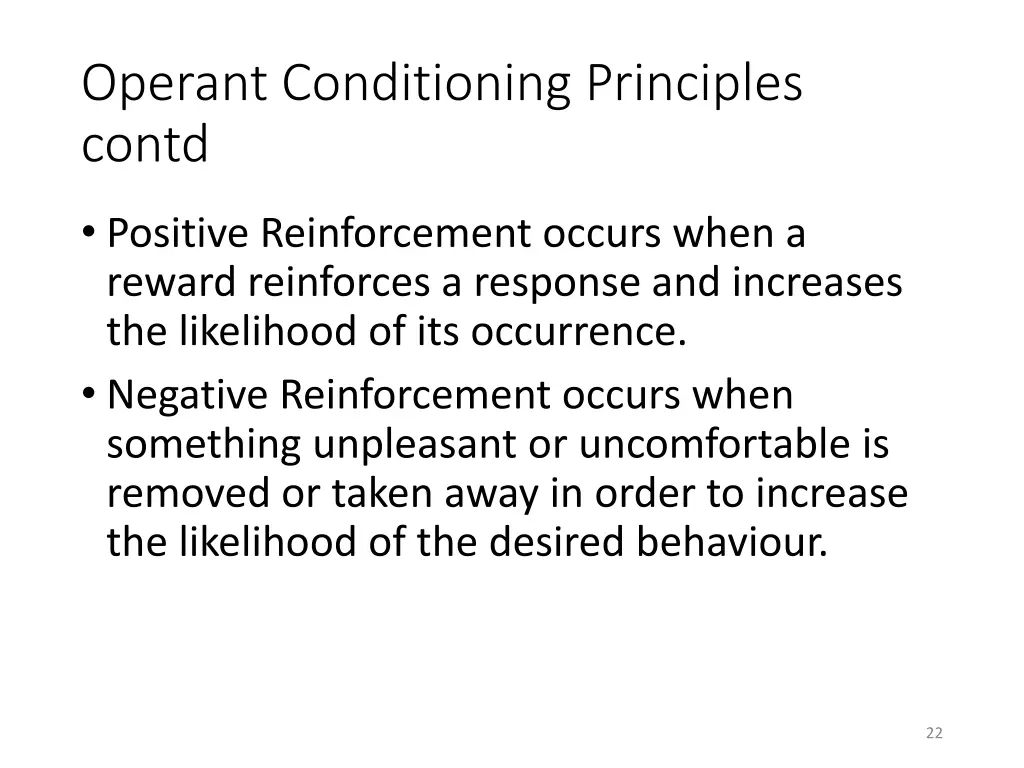 operant conditioning principles contd