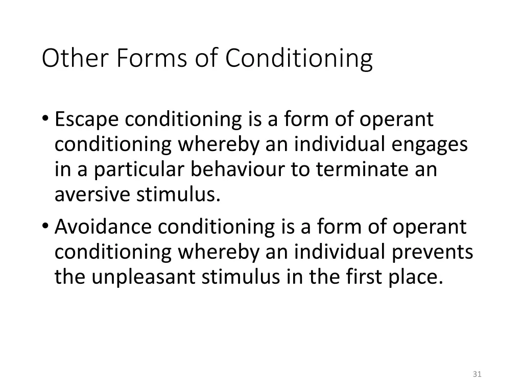 other forms of conditioning