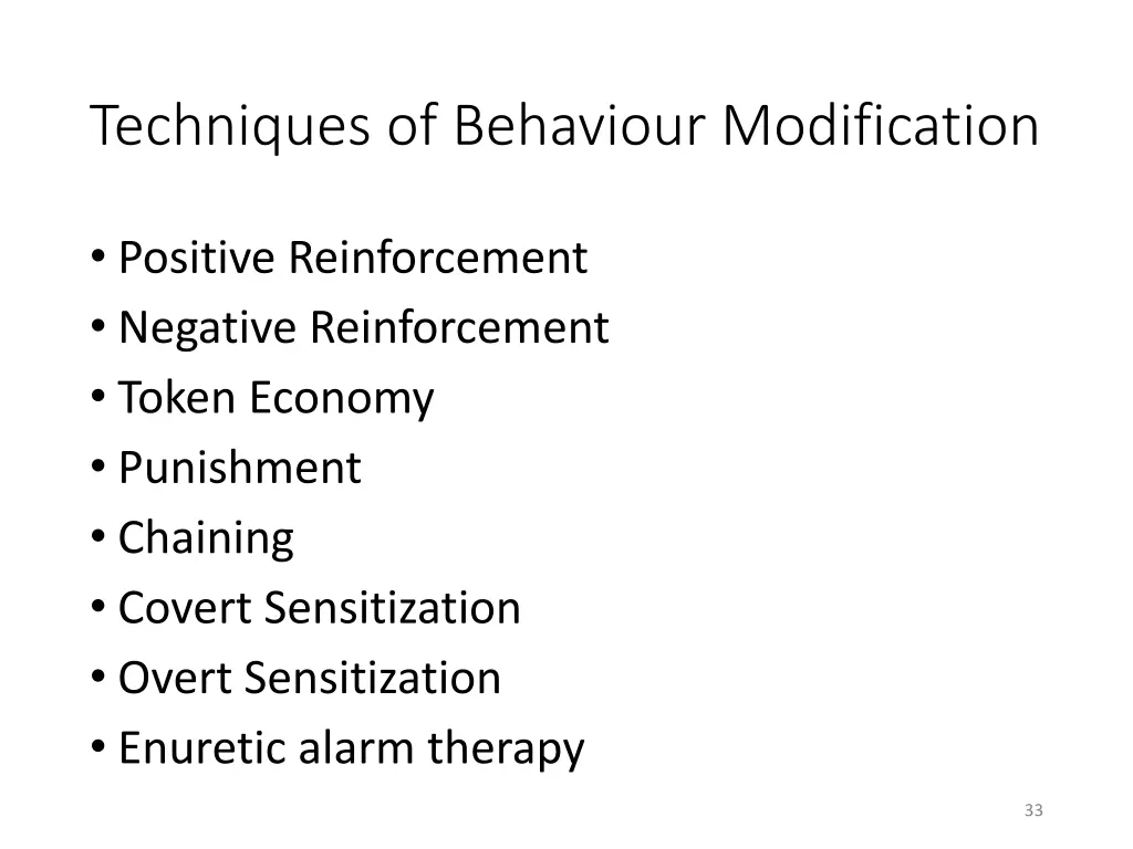 techniques of behaviour modification